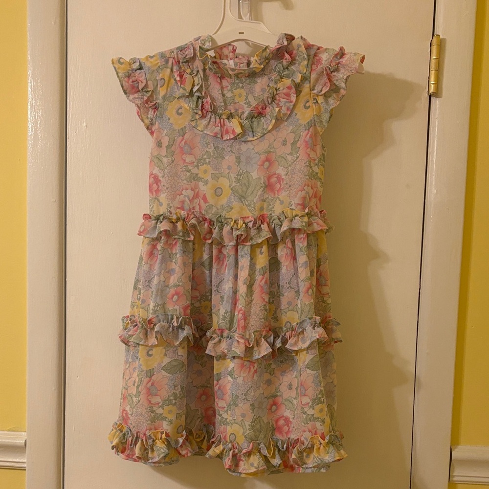 Janie and Jack Floral Ruffle Dress - Pink and Yellow